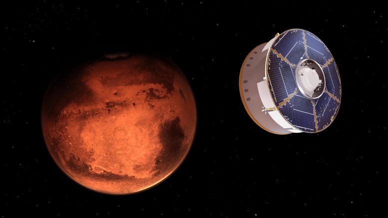 美国宇航局火星2020毅力漫游者航天器接近火星