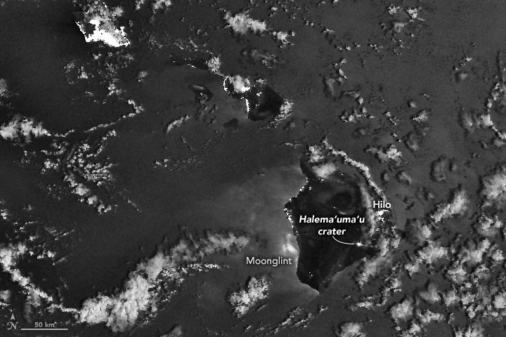 卫星景观夏威夷夜1月2021年注释